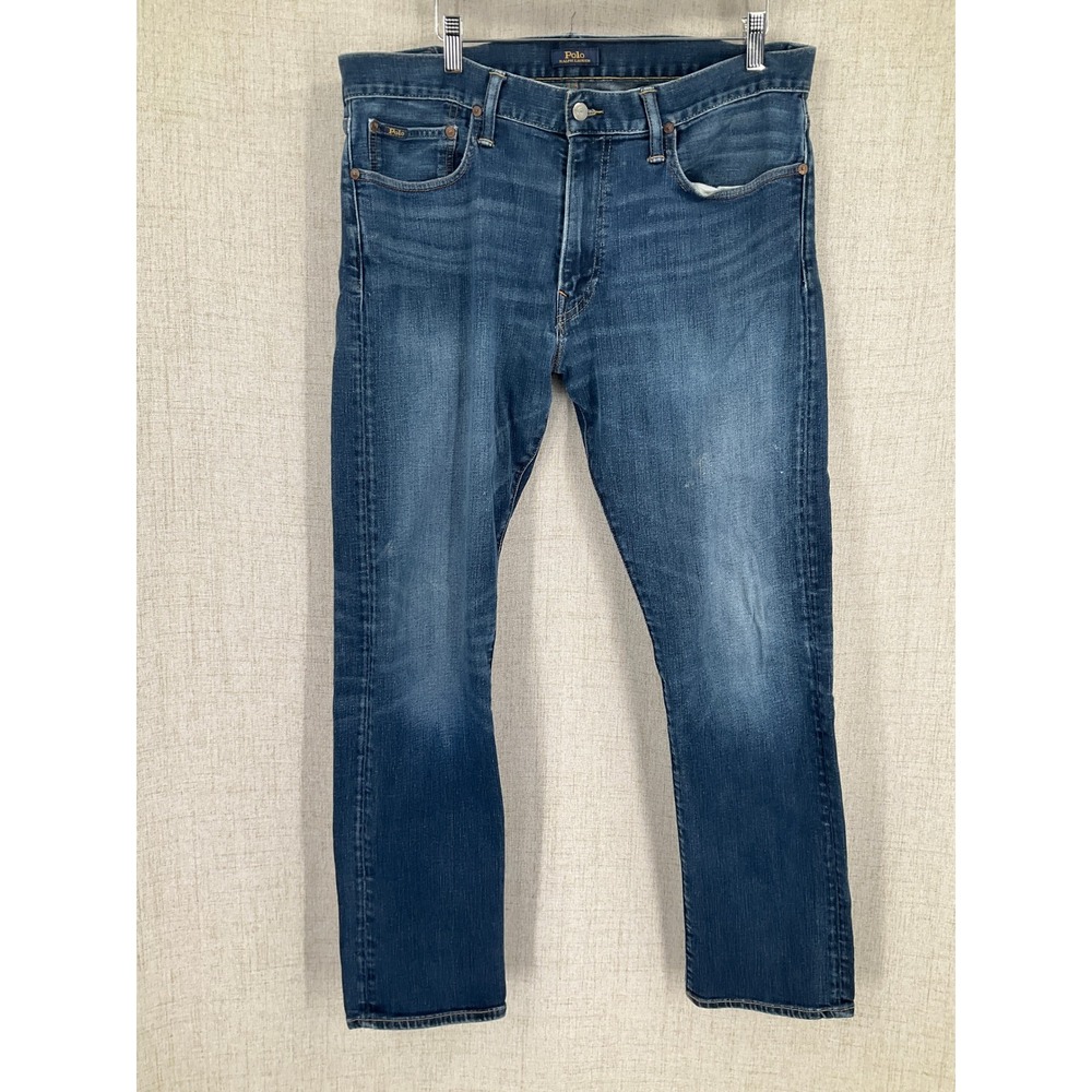 Polo Ralph Lauren Jeans Mens 36x30 Blue Cotton Stretch Straight Classic Denim